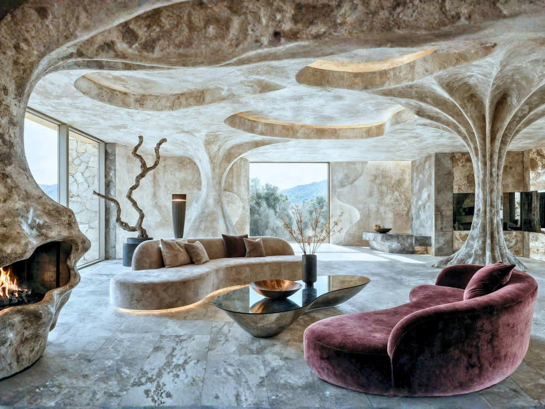 石灰岩の記憶に包まれる｜Wine Cave Luxury Living Room