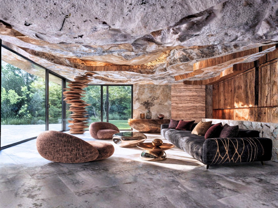 鉱物の時間に包まれる｜Mineral Terroir Luxury Living Room