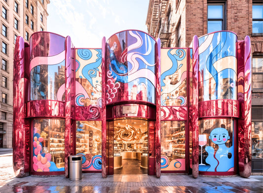 ポップアートが街にひらくワイン建築ファサード